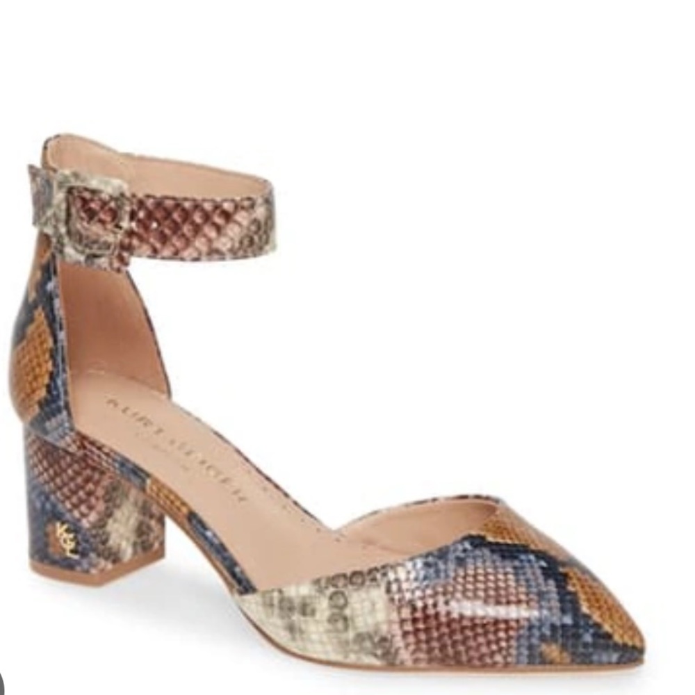 Kurt Geiger - Burlington block heel with ankle strap in snake skin print
